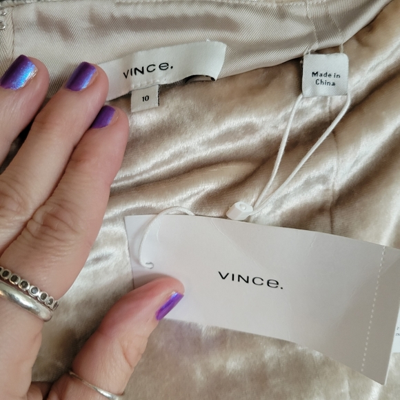 VINCE Velvet Paneled Midi Skirt Cream - Picture 7 of 13